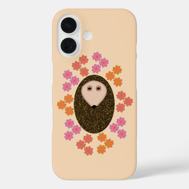 Sleepy Hedgehog and Flowers Case-Mate iPhone Case (Back)