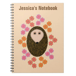 Sleepy Hedgehog and Flowers Customizable Notebook