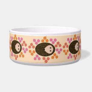 Sleepy Hedgehog and Flowers Dog Bowl