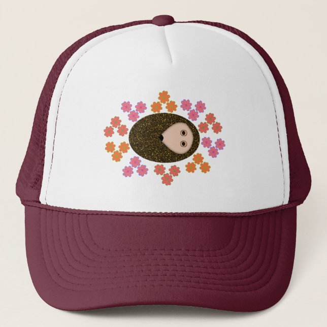 Sleepy Hedgehog and Flowers Hat (Front)