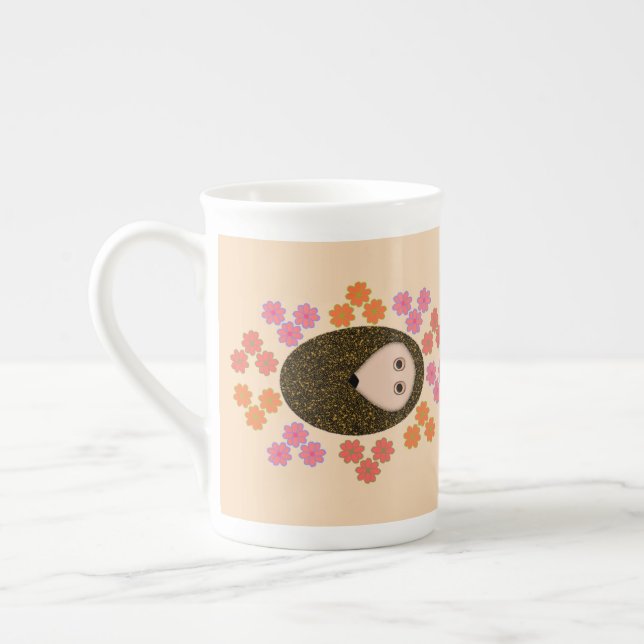 Sleepy Hedgehog and Flowers Mug (Left)