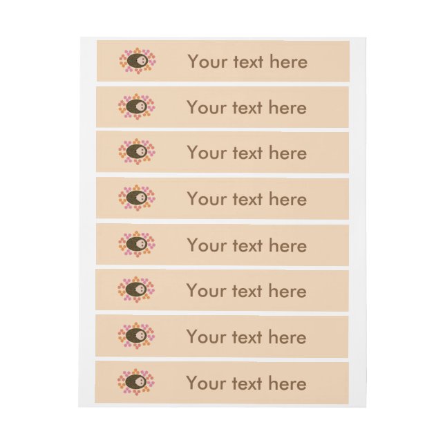 Sleepy Hedgehog and Flowers Personalized Labels (Sheet)