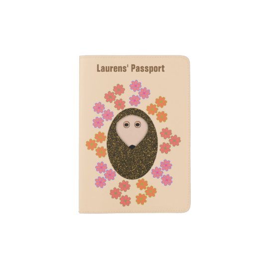 Sleepy Hedgehog and Flowers Personalized Passport Holder