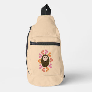 Sleepy Hedgehog and Flowers Sling Bag