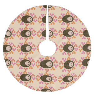 Sleepy Hedgehog and Flowers Tree Skirt