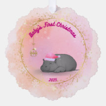 Sleepy Hippo Baby - Paper Ornament