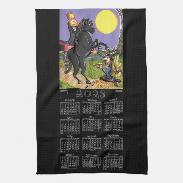 Sleepy Hollow 2023 Calendar Headless Horseman  Kitchen Towel (Vertical)