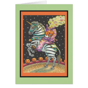 SLEEPY HOLLOW CIRCUS CLOWN ON UNICORN ZEBRA V CARD