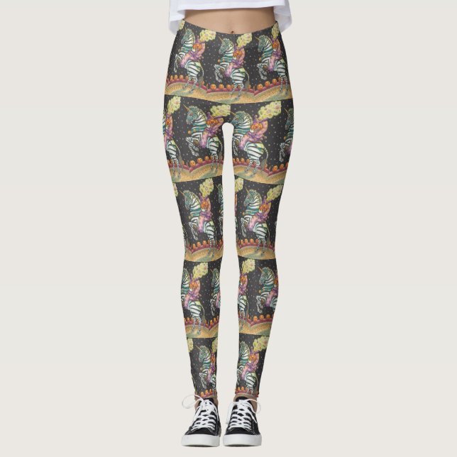 SLEEPY HOLLOW CIRCUS CLOWN, UNICORN ZEBRA LEGGINGS (Front)