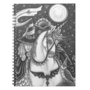 SLEEPY HOLLOW, HEADLESS GOTHIC WITCH, UNICORN, OWL NOTEBOOK