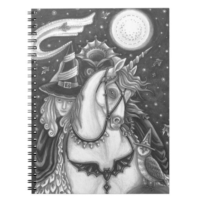 SLEEPY HOLLOW, HEADLESS GOTHIC WITCH, UNICORN, OWL NOTEBOOK (Front)