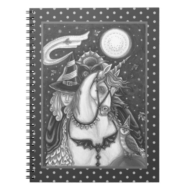 SLEEPY HOLLOW, HEADLESS GOTHIC WITCH, UNICORN, OWL NOTEBOOK (Front)