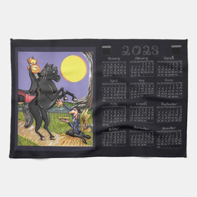 Sleepy Hollow Headless Horseman 2023 Calendar Kitchen Towel (Horizontal)