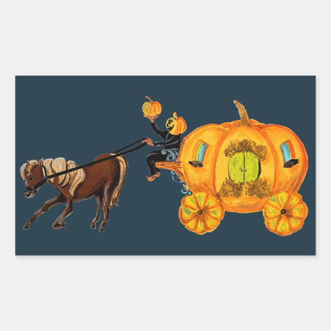 Sleepy Hollow Headless Horseman Pumpkin Carriage Sticker (Front)
