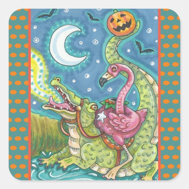 SLEEPY HOLLOW PINK FLAMINGO STICKERS SHEET Square (Front)