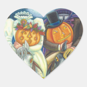 SLEEPY HOLLOW WEDDING COUPLE, HALLOWEEN VOWS HEART STICKER