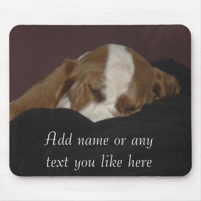 Sleepy hound pup mousepad (Front)