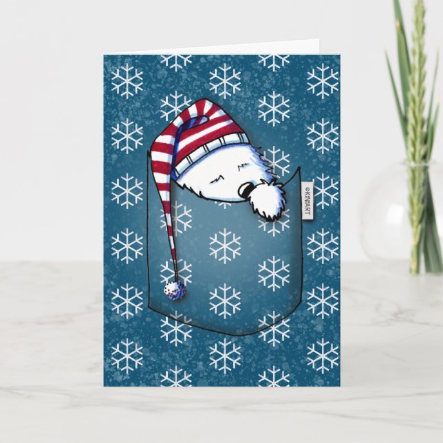 Sleepy KiniArt Westie Christmas Card (Front)