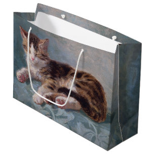 Sleepy Kitten by Henriette Ronner-Knip Large Gift Bag