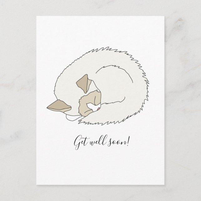 Sleepy Kitten Get Well Soon Postcard (Front)