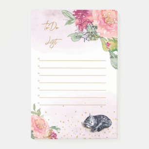 Sleepy Kitten Illustration Girl Daily Activity Post-it Notes