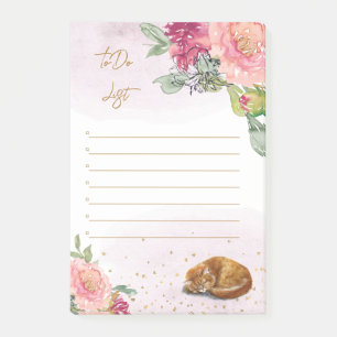 Sleepy Kitten Illustration Girl To-Do-List Post-it Notes