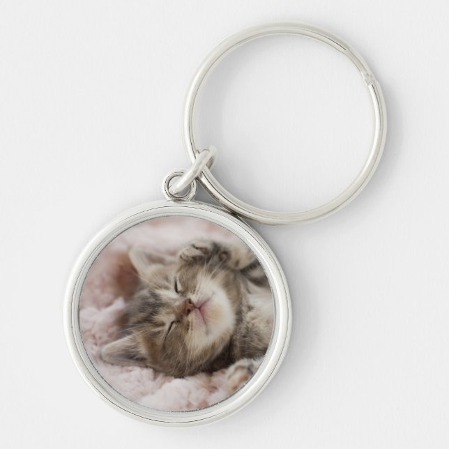 Sleepy Kitten Keychain (Front)