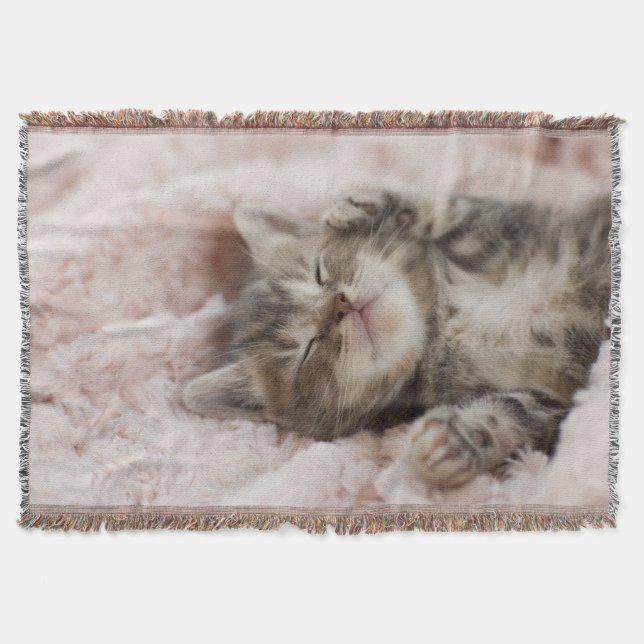 Sleepy Kitten Throw Blanket (Front)