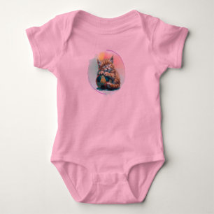 Sleepy Kitten with Soccer Ball – Cute Sports Lover Baby Bodysuit