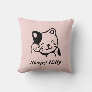 Sleepy Kitty Throw Pillow