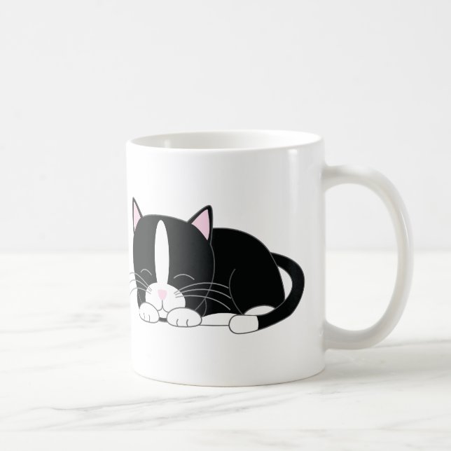 Sleepy Kitty {Tuxedo} Coffee Mug (Right)