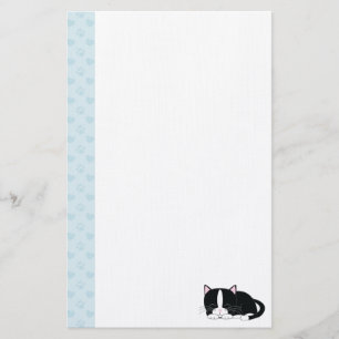 Sleepy Kitty {Tuxedo} Stationery