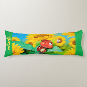 Sleepy Ladybug in Sunflowers.Giant custom Body Pillow