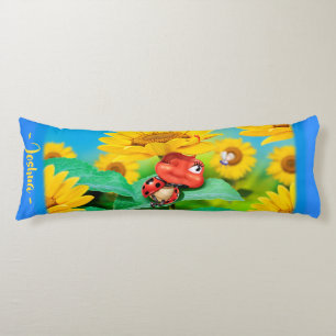 Sleepy Ladybug in Sunflowers.Giant custom Body Pillow