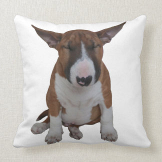 Sleepy Little Bull Terrier Throw Pillow