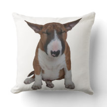 Sleepy Little Bull Terrier Throw Pillow