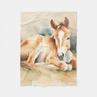 Sleepy little foal fleece blanket
