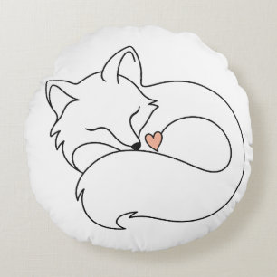 Sleepy Little Fox Round Pillow