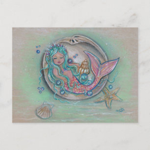 Sleepy little mermaid by Renee Lavoie Postcard