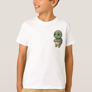 Sleepy Little Turtle Drinking Morning Coffee Kids T-Shirt