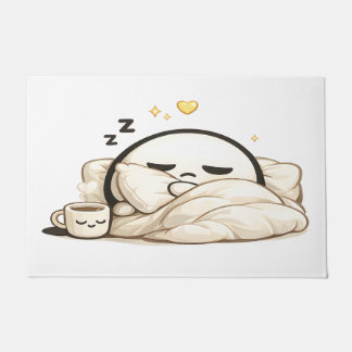 Sleepy Lunio Cozy Morning Coffee - Cute Kawaii Doormat