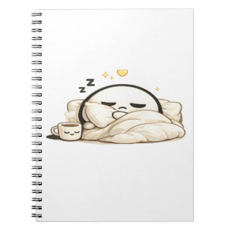 Sleepy Lunio Cozy Morning Coffee - Cute Kawaii Notebook
