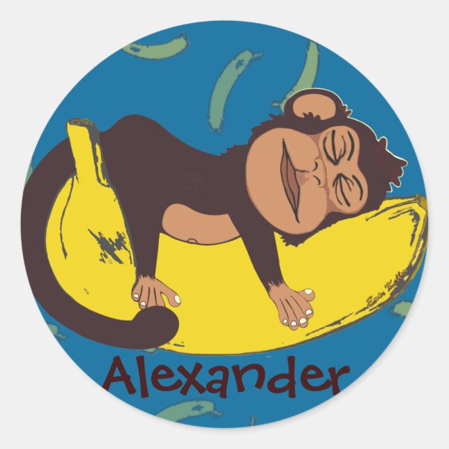 Sleepy Monkey Customizable Stickers (Front)