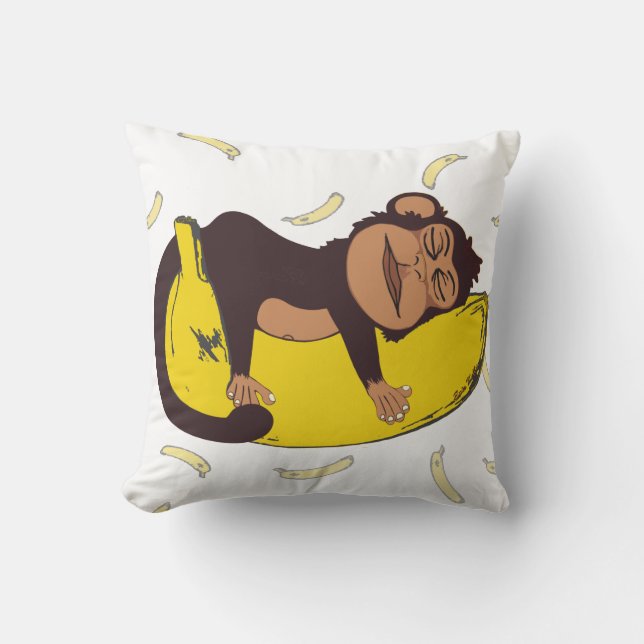 Sleepy Monkey Throw Pillow (Front)