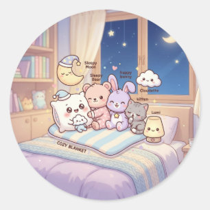 Sleepy Moon Bedtime Friends Sticker