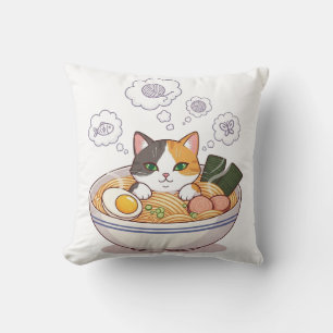 Sleepy Moon with Teddy Bear – Bedtime Pastel Carto Throw Pillow