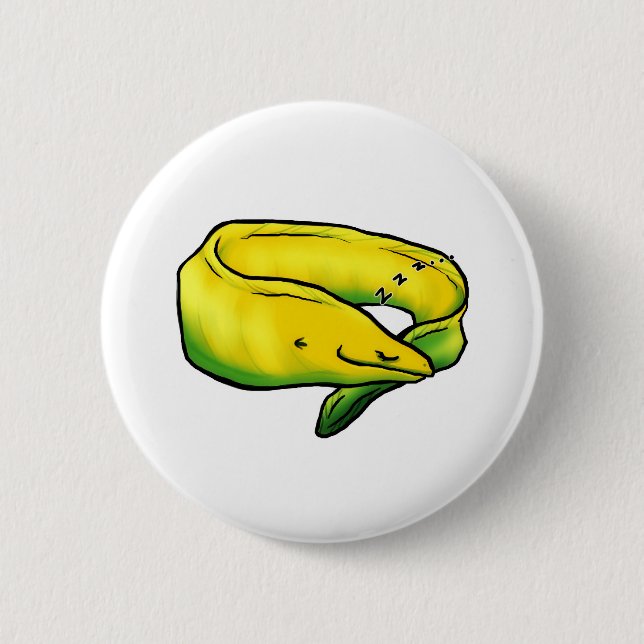 Sleepy Moray Eel, Yellow 2 Inch Round Button (Front)