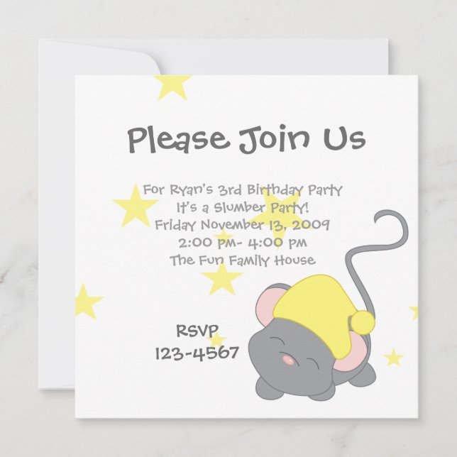 Sleepy Mouse Invitation (Front)