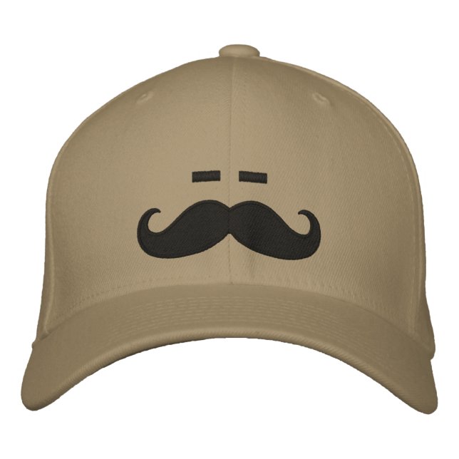 Sleepy Moustache Embroidered Hat (Front)