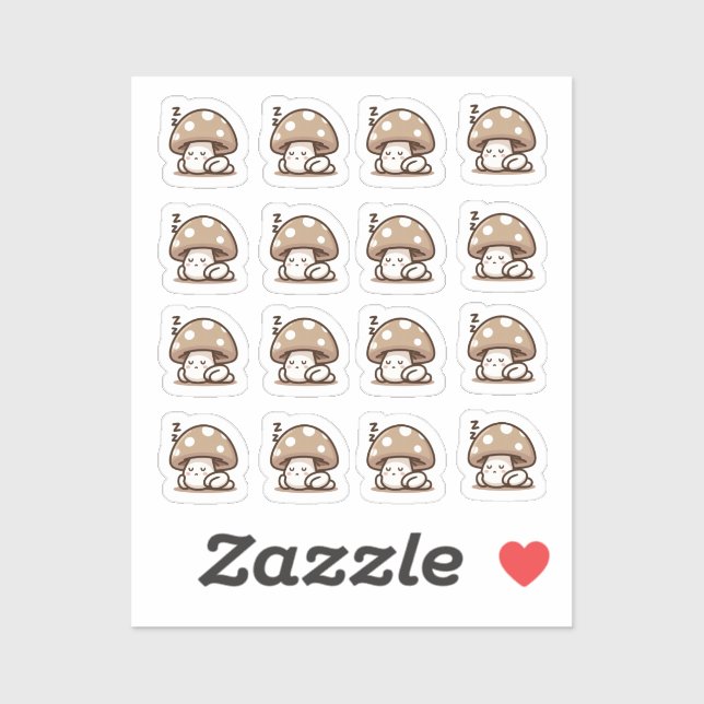 Sleepy mushroom Custom-Cut Vinyl Sticker (Sheet)